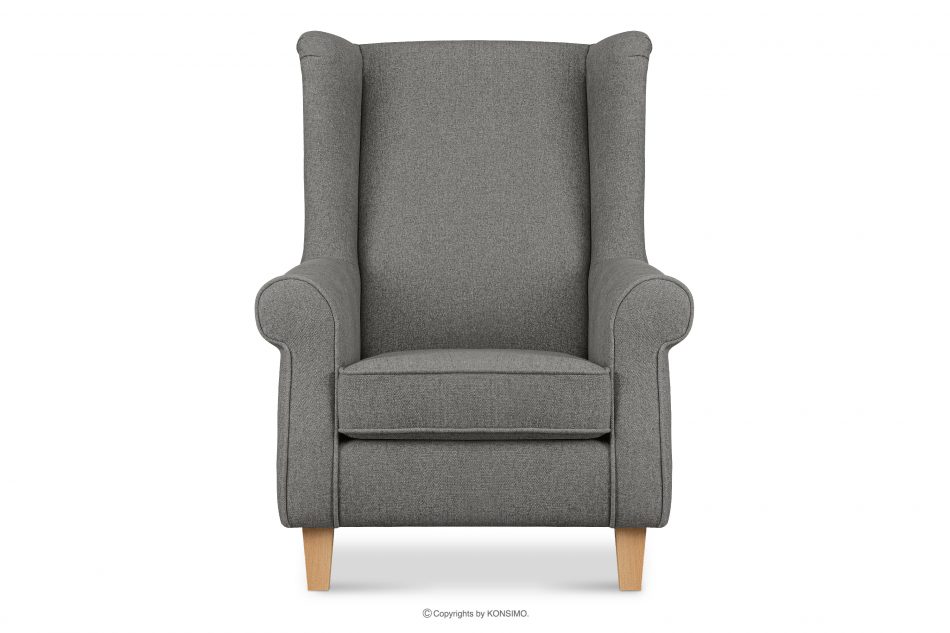 MILES Vintage kreslo na drevených nožičkách sivá/ buk sivá/buková - obrázok 0