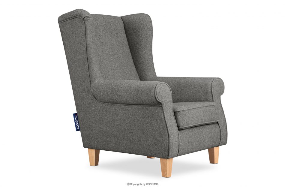 MILES Vintage kreslo na drevených nožičkách sivá/ buk sivá/buková - obrázok 2