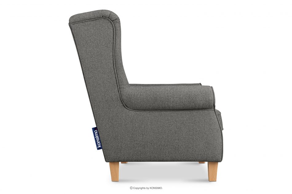 MILES Vintage kreslo na drevených nožičkách sivá/ buk sivá/buková - obrázok 4