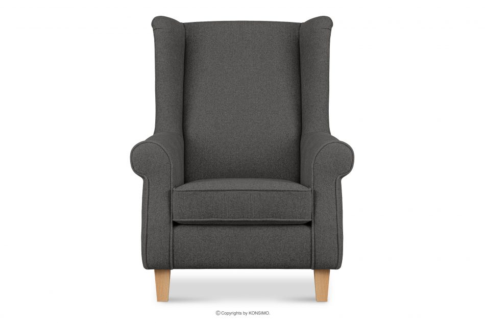 MILES Vintage kreslo na drevených nohách grafit/ buk grafitová/buková - obrázok 0