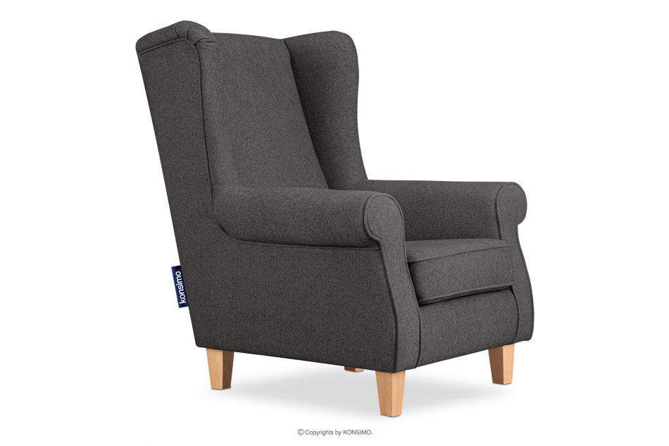 MILES Vintage kreslo na drevených nohách grafit/ buk grafitová/buková - obrázok 2