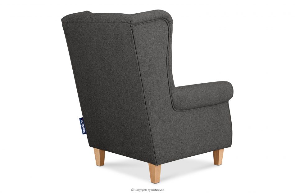 MILES Vintage kreslo na drevených nohách grafit/ buk grafitová/buková - obrázok 3