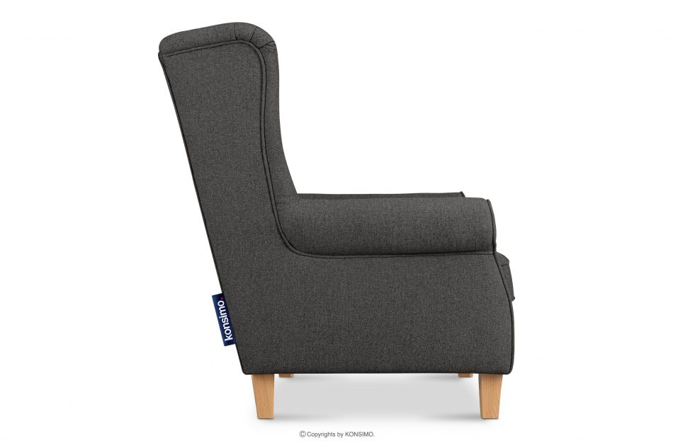 MILES Vintage kreslo na drevených nohách grafit/ buk grafitová/buková - obrázok 4