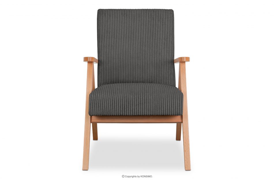 NASET Vintage kreslo v manšestrovej látke tmavosivá/svetlý dub tmavosivá/svetlý dub - obrázok 2