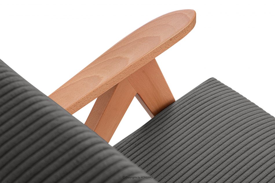 NASET Vintage kreslo v manšestrovej látke tmavosivá/svetlý dub tmavosivá/svetlý dub - obrázok 5