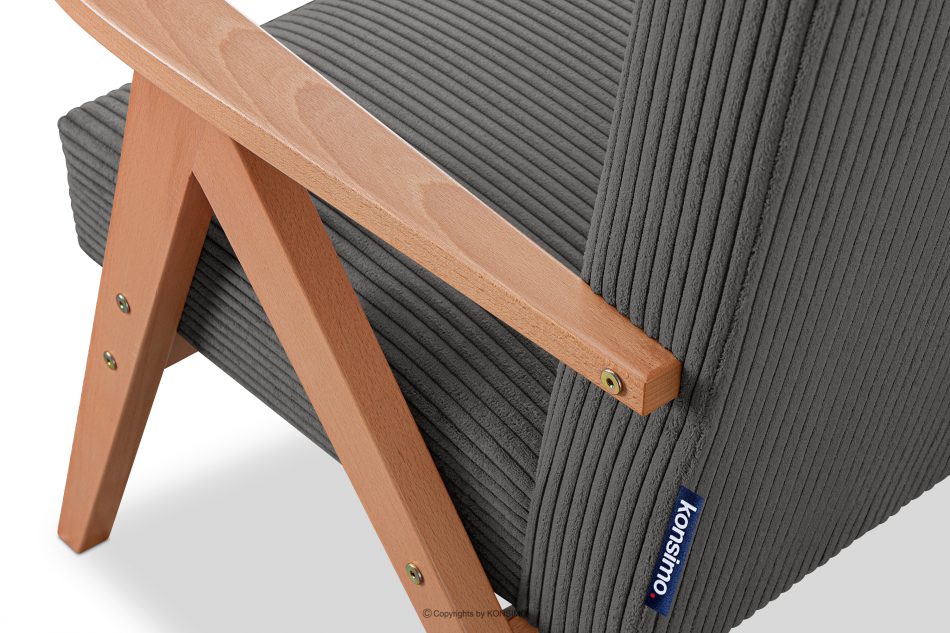 NASET Vintage kreslo v manšestrovej látke tmavosivá/svetlý dub tmavosivá/svetlý dub - obrázok 7