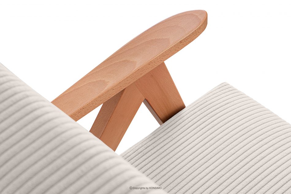 NASET Vintage kreslo z manšestrovej látky krémová/svetlý dub krémová/svetlý dub - obrázok 5