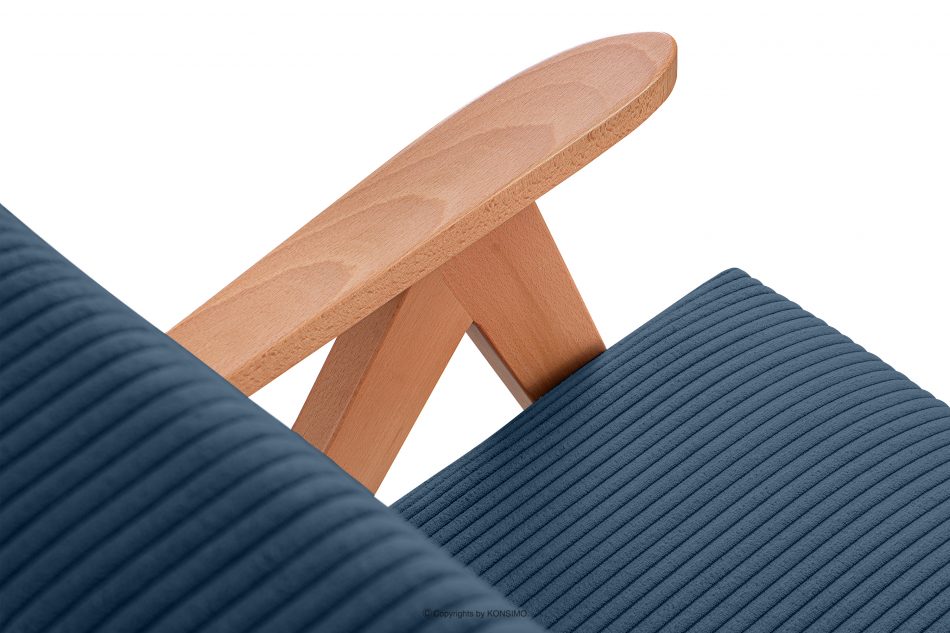 NASET Vintage kreslo z manšestrovej látky tmavomodrá/svetlý dub tmavomodrá/svetlý dub - obrázok 5