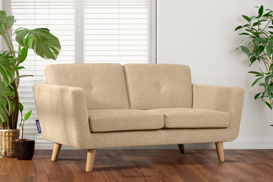 TAGIO II 2-miestna škandinávska pohovka s prešívanou pletenou látkou krémová krémová - obrázok 10