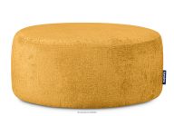 Otočný puf zo šenilovej látky v horčicovej farbe