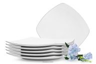 Elegantný štvorcový jedálenský tanier 6 ks platinová línia