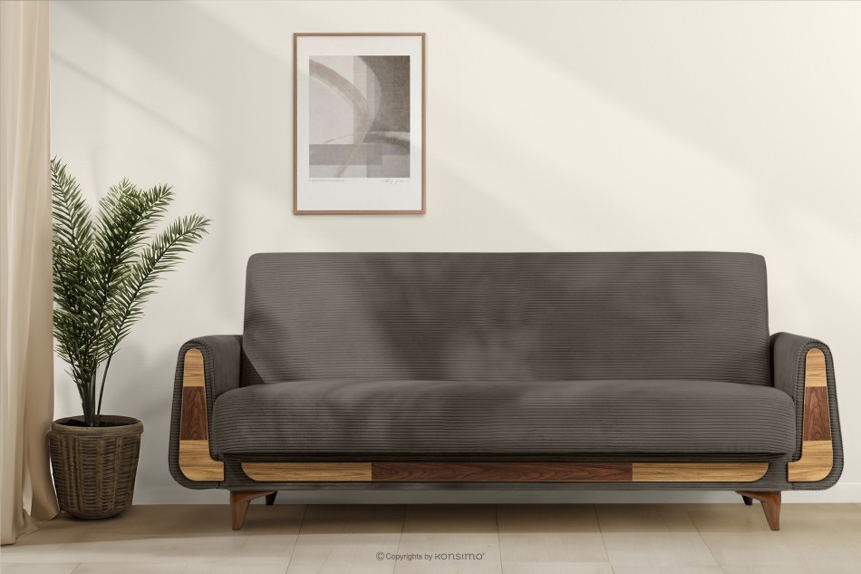 GUSTAVO II Trojmiestna rozkladacia pohovka z manšestrovej látky sivobéžová farby sivobéžová - obrázok 9