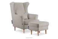 Kreslo a puf na drevených nohách béžové