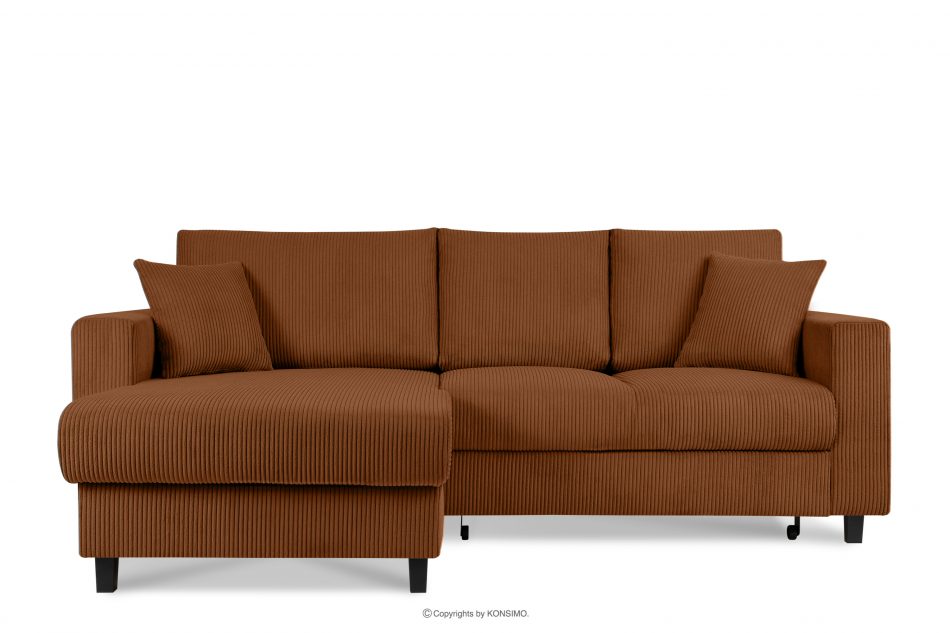 EGRET Rozkladacia rohová pohovka na manšestrových nohách, červená vľavo ruda - obrázok 0