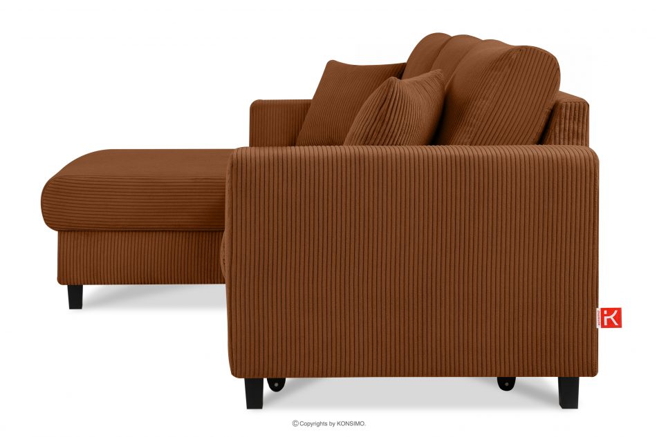 EGRET Rozkladacia rohová pohovka na manšestrových nohách, červená vľavo ruda - obrázok 3