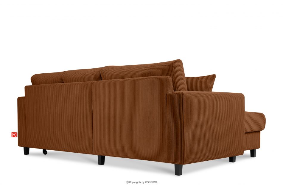 EGRET Rozkladacia rohová pohovka na manšestrových nohách, červená vľavo ruda - obrázok 4