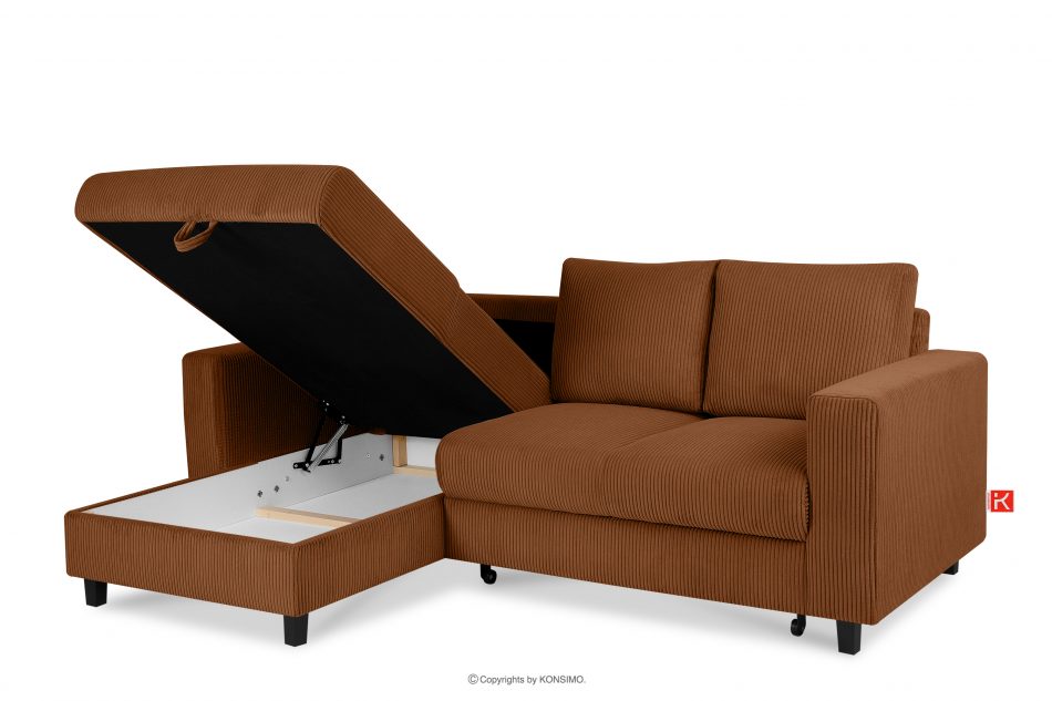 EGRET Rozkladacia rohová pohovka na manšestrových nohách, červená vľavo ruda - obrázok 5