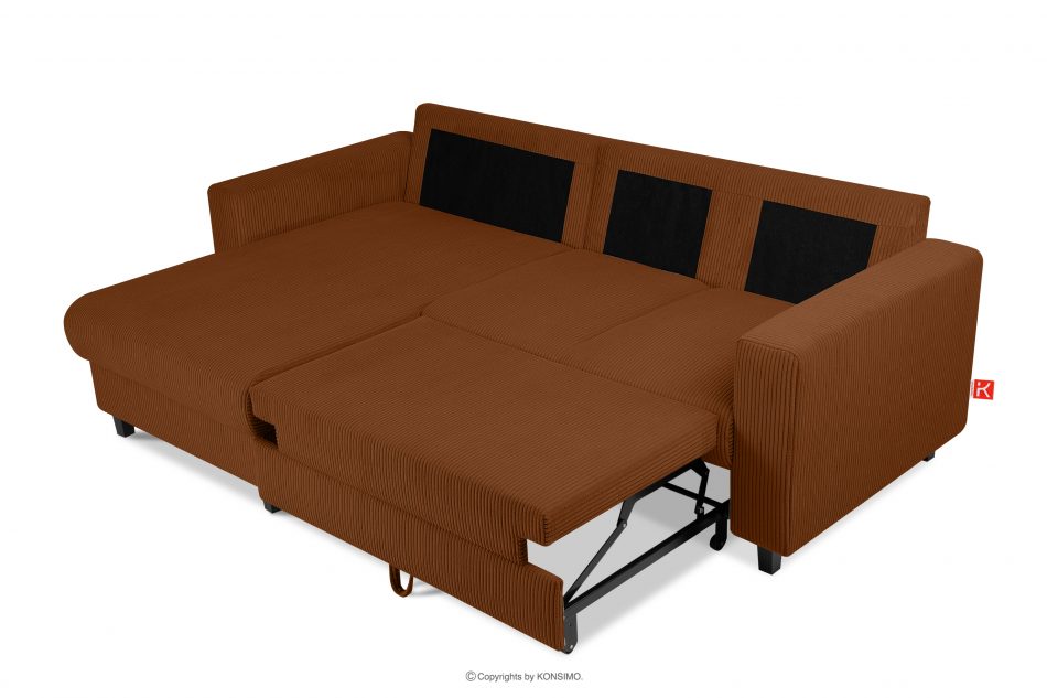 EGRET Rozkladacia rohová pohovka na manšestrových nohách, červená vľavo ruda - obrázok 6