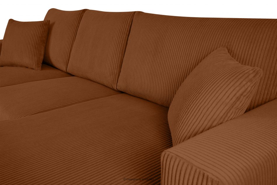 EGRET Rozkladacia rohová pohovka na manšestrových nohách, červená vľavo ruda - obrázok 7