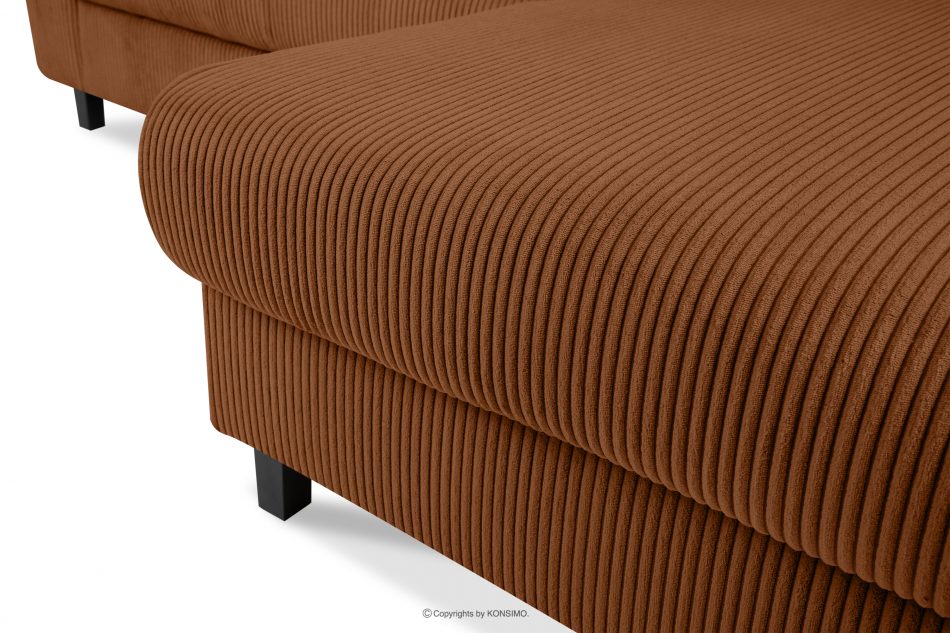 EGRET Rozkladacia rohová pohovka na manšestrových nohách, červená vľavo ruda - obrázok 8