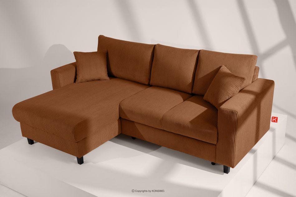 EGRET Rozkladacia rohová pohovka na manšestrových nohách, červená vľavo ruda - obrázok 16