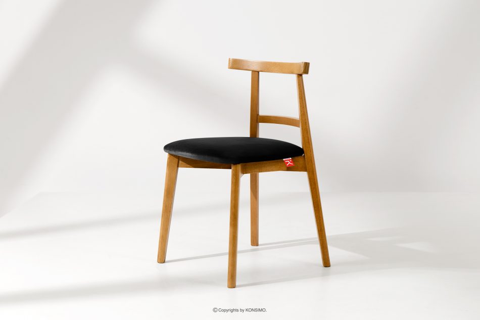 LILIO Vintage štýl stoličky čierny zamat svetlý dub čierna/svetlý dub - obrázok 1