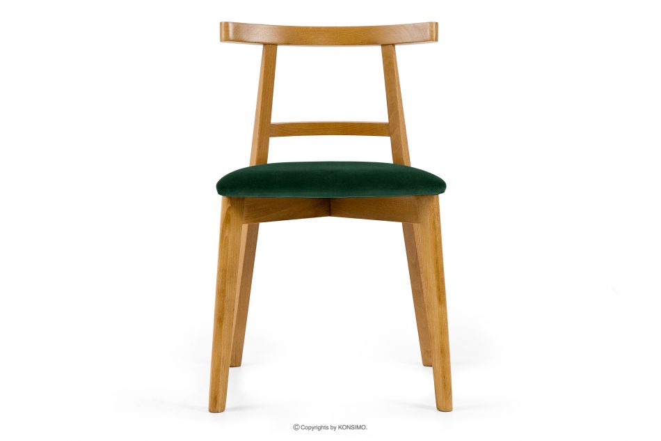 LILIO Vintage štýl stoličky tmavozelený zamat svetlý dub tmavozelená/svetlý dub - obrázok 2