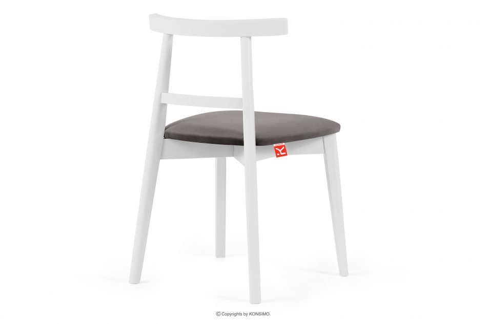 LILIO Biela stolička vintage sivý zamat sivá/biela - obrázok 3