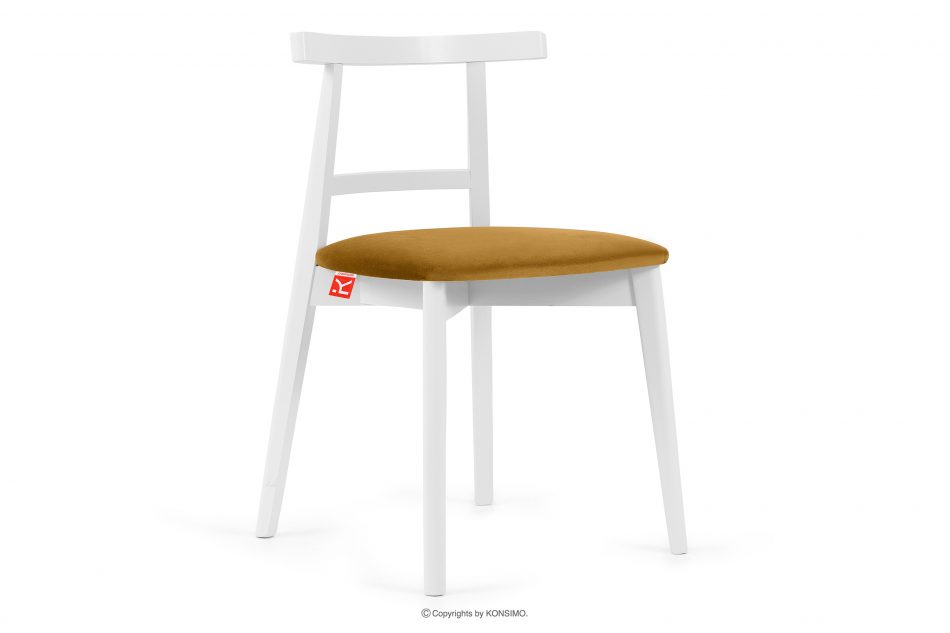 LILIO Biele vintage kreslo žltý velúr žltá/biela - obrázok 0