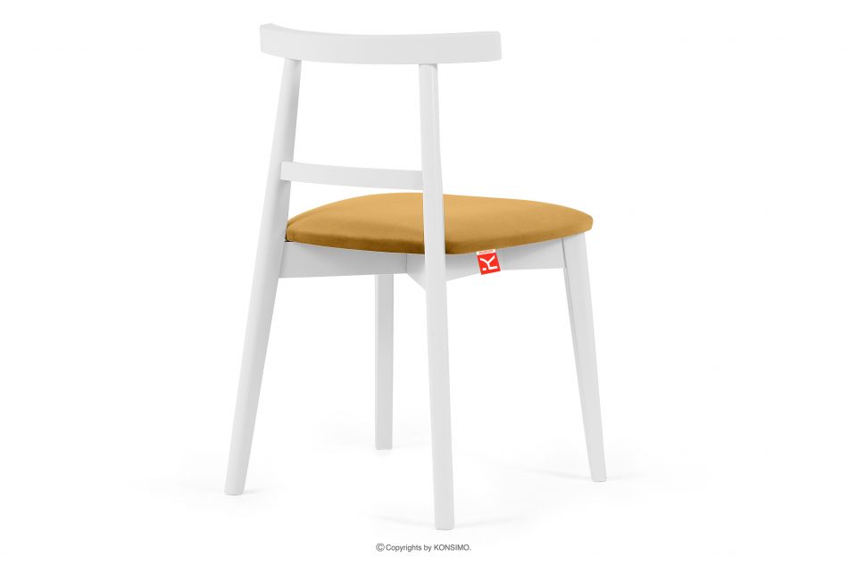 LILIO Biele vintage kreslo žltý velúr žltá/biela - obrázok 3