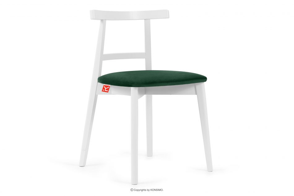 LILIO Biela stolička vintage tmavozelený zamat tmavozelená/biela - obrázok 0