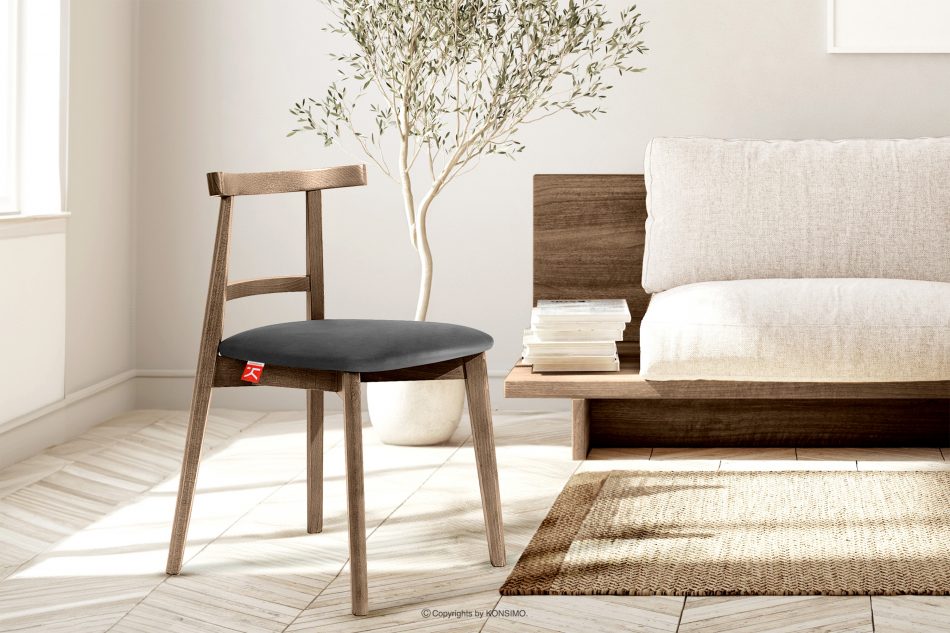 LILIO Vintage stolička grafitový zamat dub lefkas grafit/dub lefkas - obrázok 8