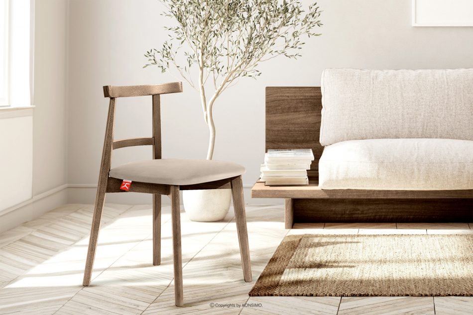 LILIO Stolička vintage krémový velúr dub lefkas krémová/dubová lefka - obrázok 8