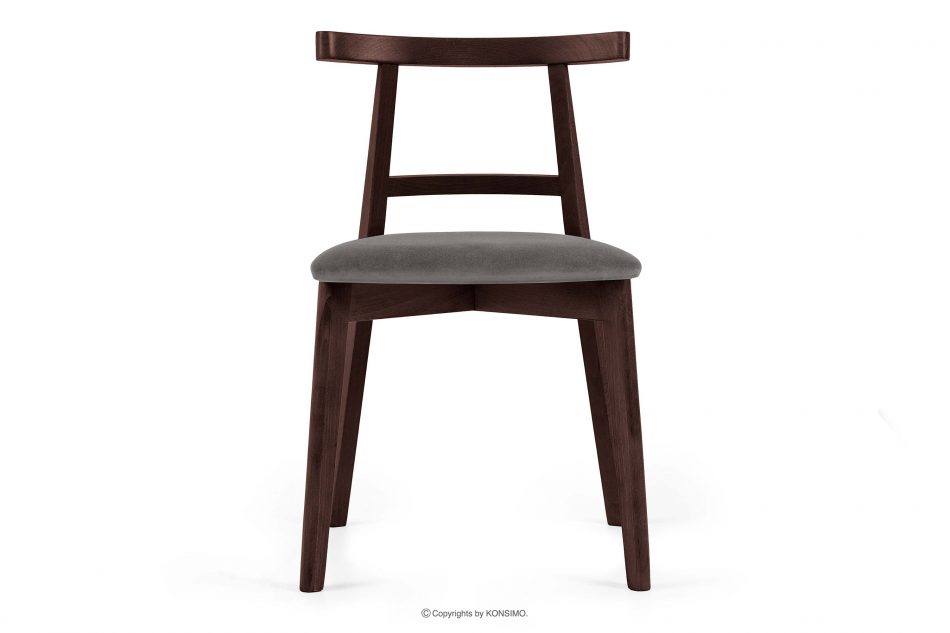 LILIO Vintage stolička sivá mahagónová zamatová sivá/mahagón - obrázok 2