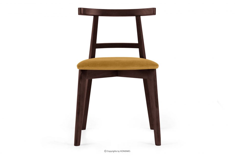 LILIO Vintage stolička žltý zamat mahagón žltá/mahagón - obrázok 2