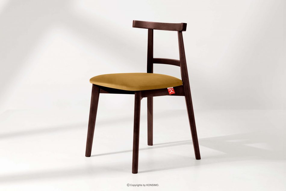 LILIO Vintage stolička žltý zamat mahagón žltá/mahagón - obrázok 1