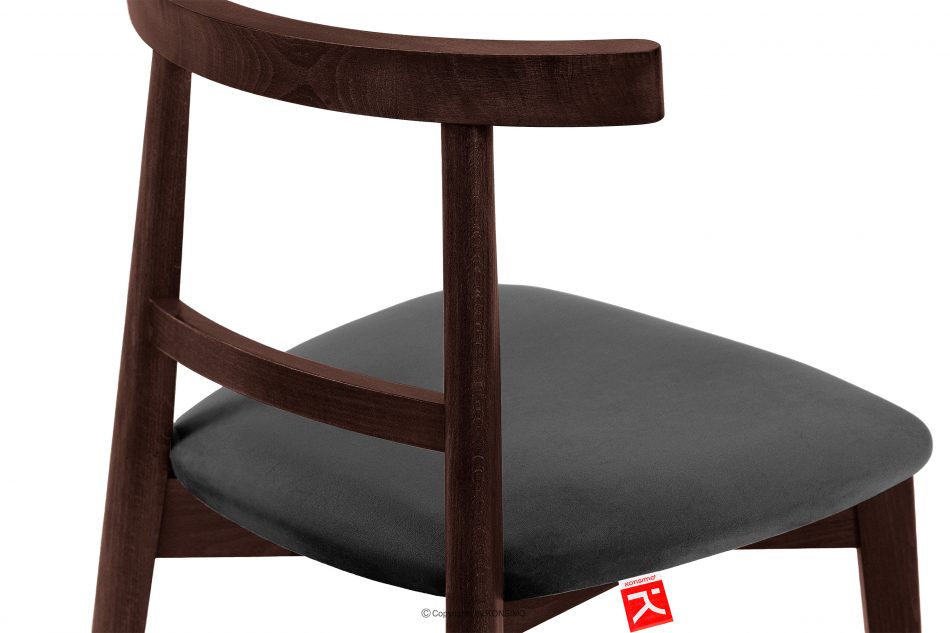 LILIO Vintage stolička grafitový mahagónový velúr grafit/mahagón - obrázok 6