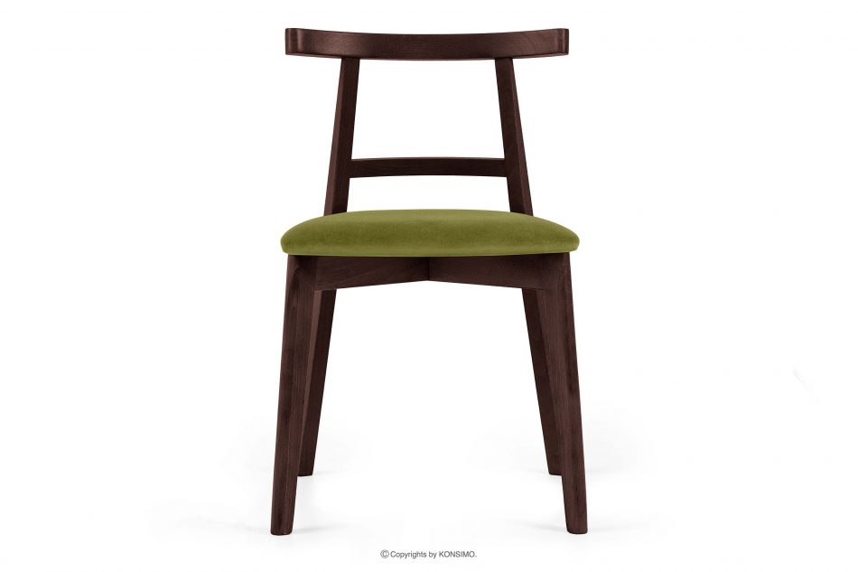 LILIO Vintage stolička olivový zamat mahagón olivový/mahagón - obrázok 2