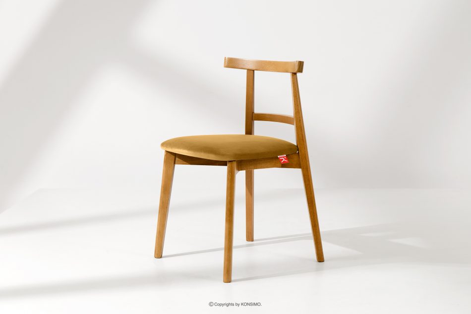 LILIO Vintage štýl stoličky žltý velúr svetlý dub 2 ks žltá/svetlý dub - obrázok 1