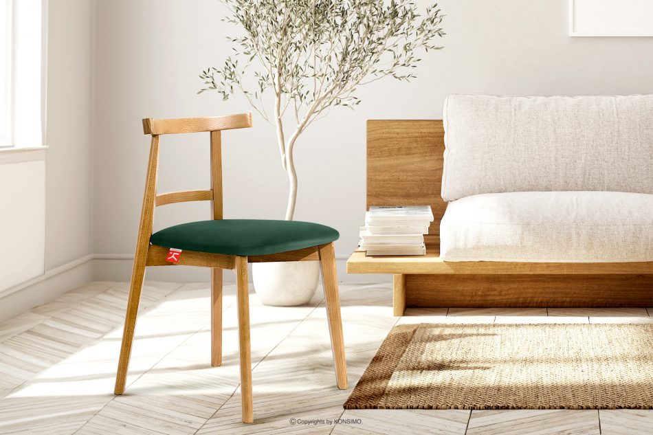 LILIO Vintage štýl stoličky tmavozelený zamat svetlý dub 2ks tmavozelená/svetlý dub - obrázok 10