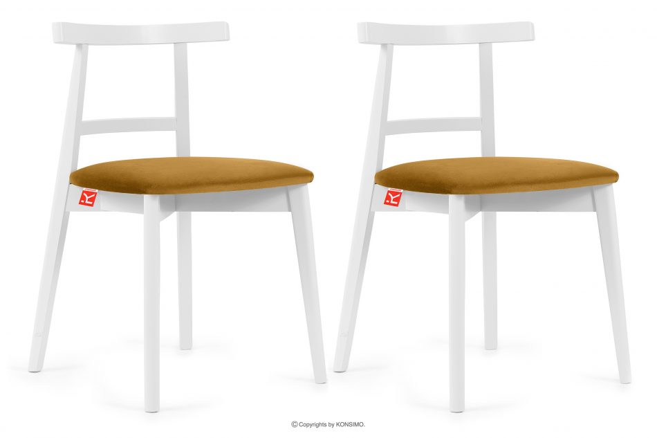 LILIO Biela stolička vintage žltý velúr 2ks žltá/biela - obrázok 0