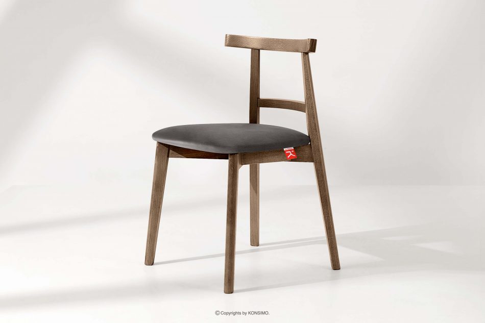 LILIO Stolička vintage sivá velúr dub lefkas 2ks šedá/dub lefkas - obrázok 1