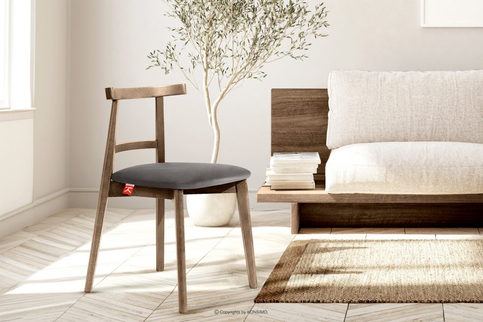 LILIO Stolička vintage sivá velúr dub lefkas 2ks šedá/dub lefkas - obrázok 9