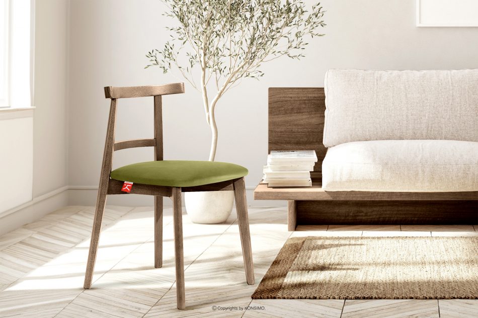 LILIO Stolička vintage olivový zamat dub lefkas 2ks olivový/dubový lefkas - obrázok 9