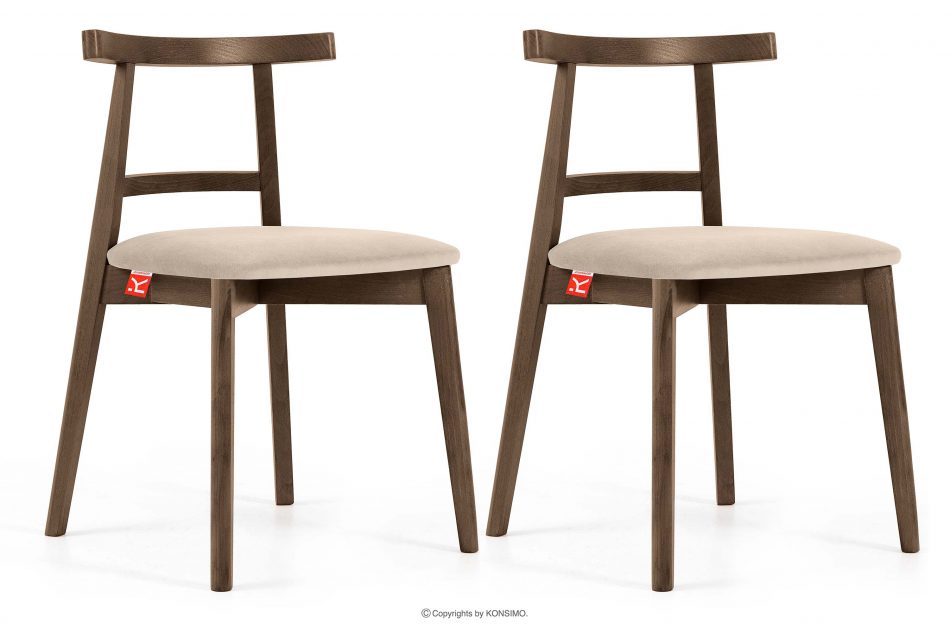 LILIO Stolička vintage krémový velúr dub lefkas 2ks krémová/dub lefkas - obrázok 0