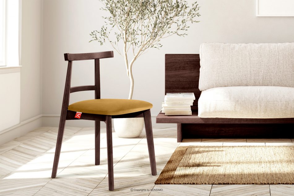 LILIO Vintage stolička žltý zamat mahagón 2ks žltá/mahagón - obrázok 9