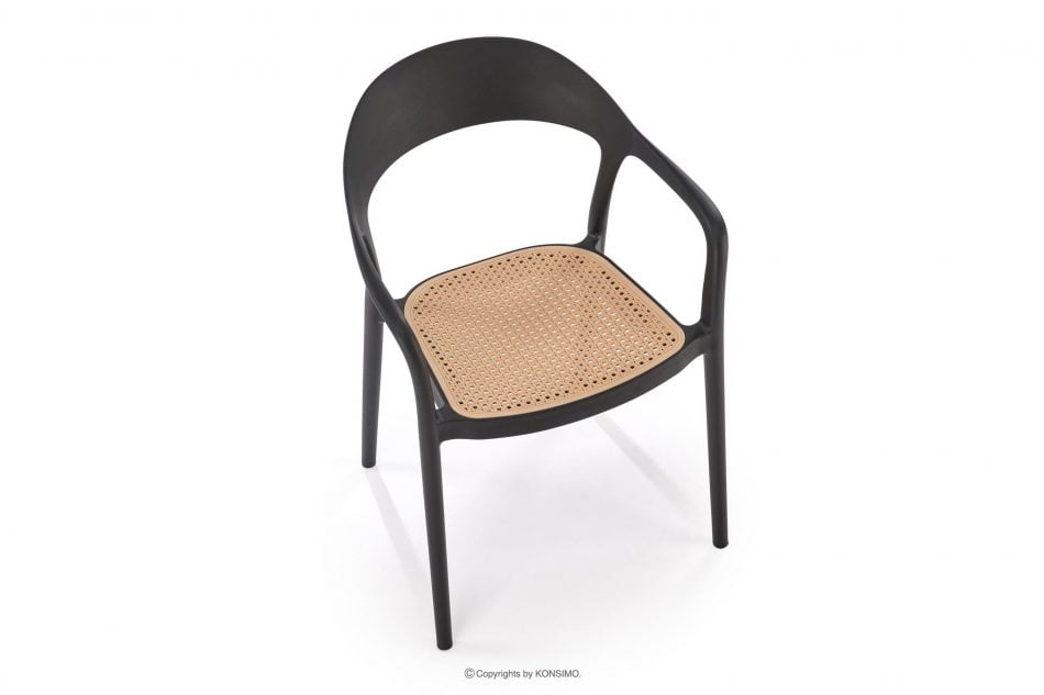 SIBRI Záhradné kreslo s podrúčkami čierne/prírodné čierna/prírodná - obrázok 6