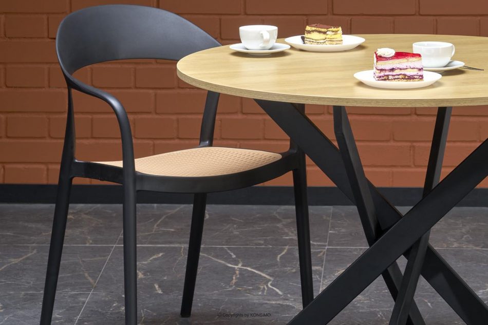 SIBRI Záhradné kreslo s podrúčkami čierne/prírodné čierna/prírodná - obrázok 14