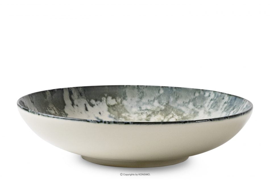 FINGO Porcelánový zelený boho hlboký tanier viacfarebné - obrázok 0