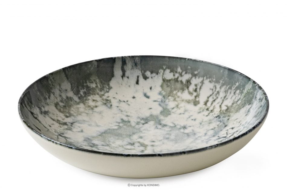 FINGO Porcelánový zelený boho hlboký tanier viacfarebné - obrázok 2